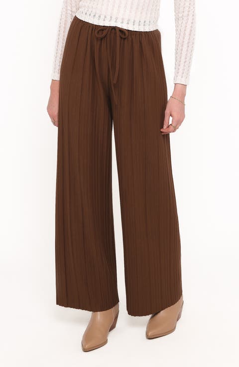 Davis Pleated Wide Leg Knit Pants