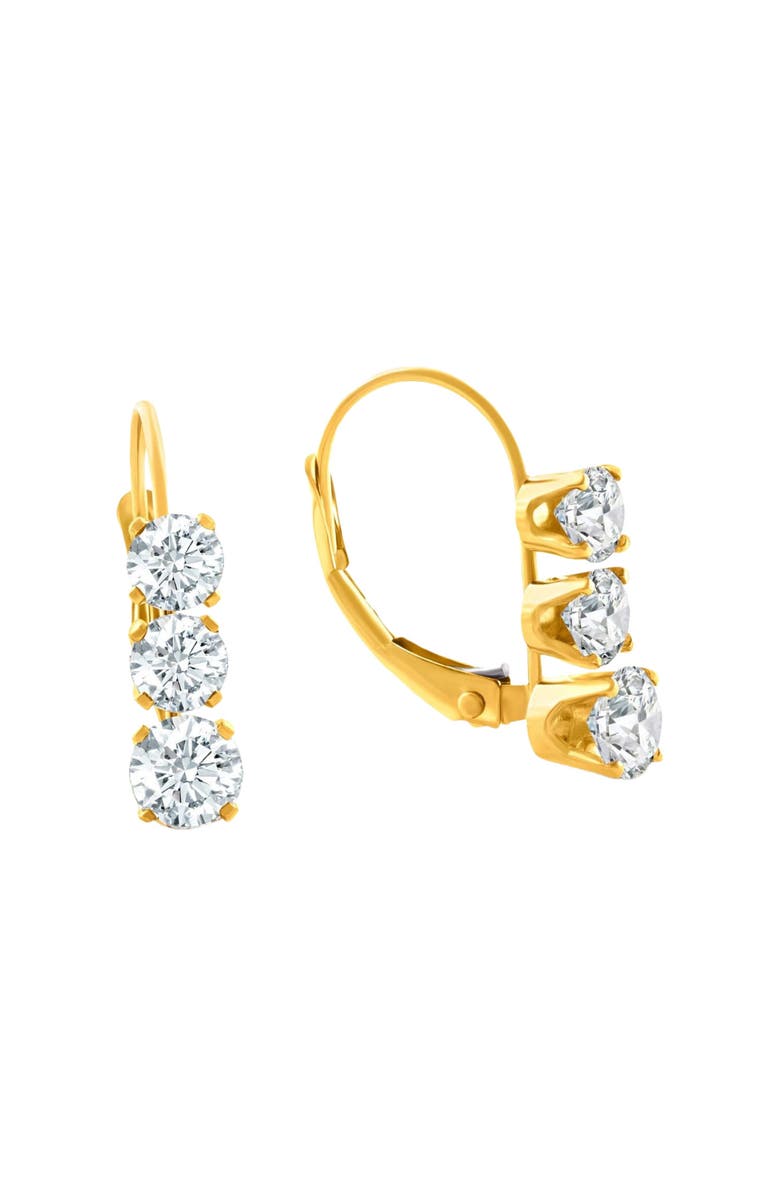 Bliss Diamond 1 1/2Ct 3-Stone Diamond Leverback Hoops Women's Earrings 14k Gold 1/2" Tall Lab, Alternate, color, 