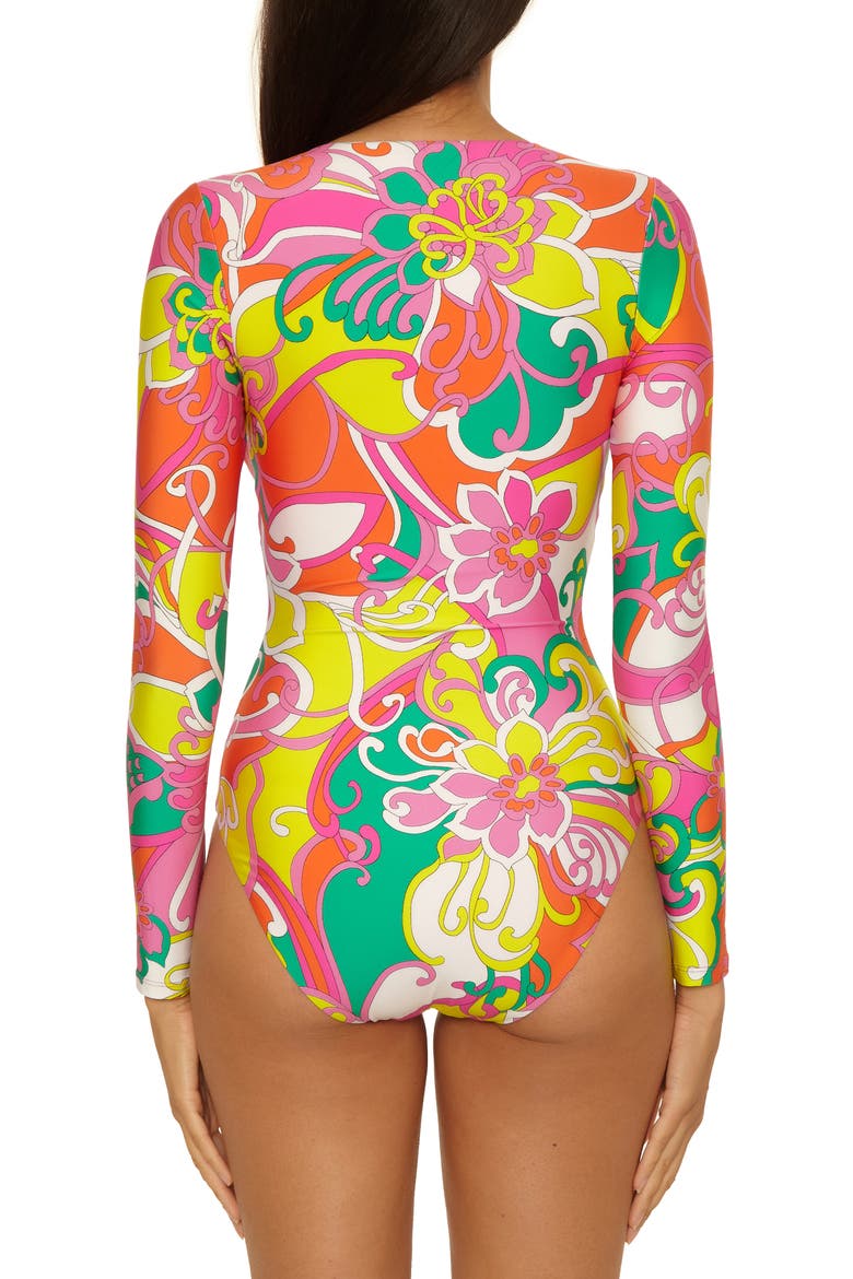 Elara Long Sleeve UPF 50+ One-Piece Swimsuit, Alternate, color, MULTI