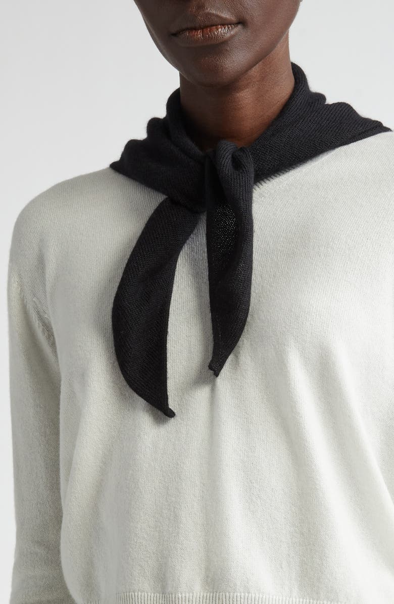 Johnstons of Elgin Triangle Cashmere & Silk Scarf, Alternate, color, Black