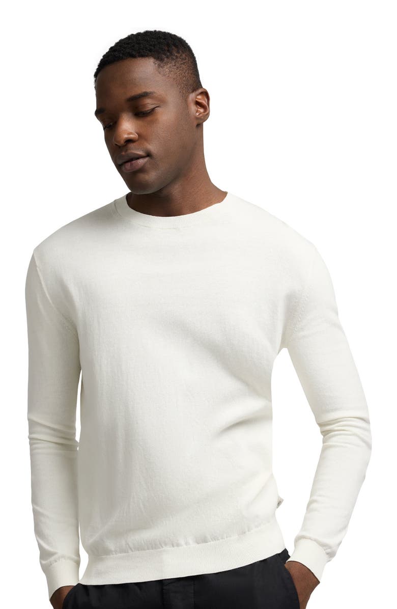 Onia Fine Cotton Knit Long Sleeve Crewneck Sweater, Alternate, color, Egret