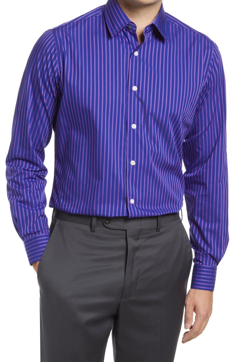 Duchamp Tailored Fit Stripe Dress Shirt, Main, color, 