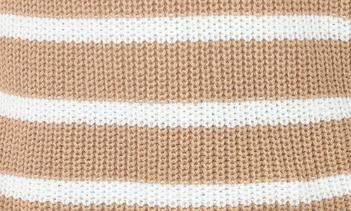 Rain And Rose Quarter Zip Striped Knit Vest In Beige