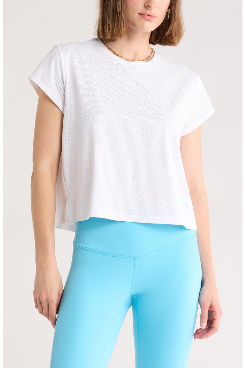 Flow Mesh Pleated T-Shirt, Main, color, WHITE