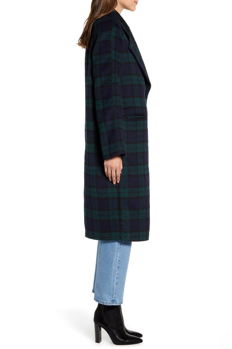 Double Face Wool Blend Coat, Alternate, color, NAVY/ GREEN