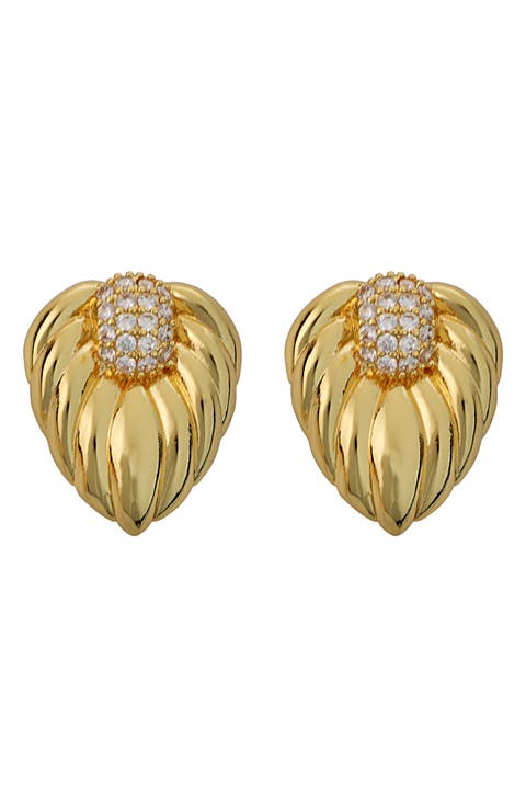Crystal Leaf Stud Earrings