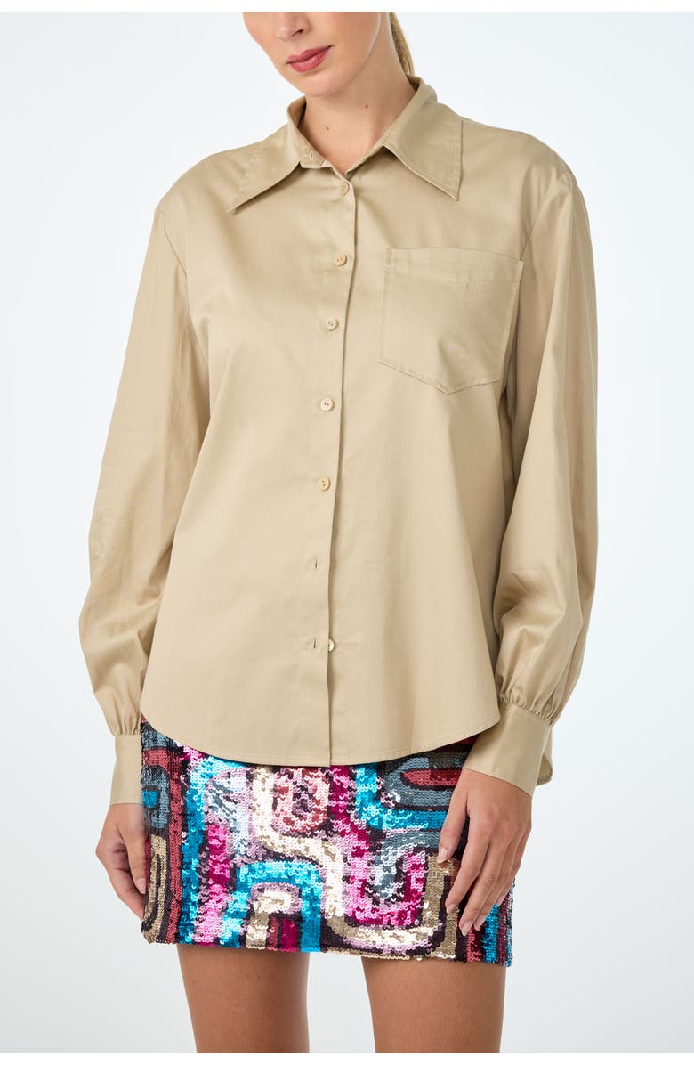Trina Turk Burle Button-Up Top, Main, color, Biarritz Beige