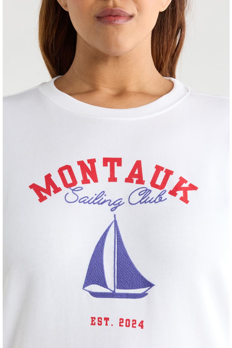 Montauk Sailing Embroidered Fleece Graphic Sweatshirt, Alternate, color, WHITE MONTAUK SAILING