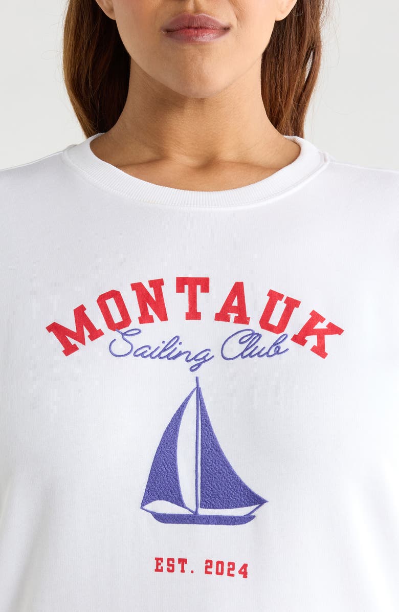Caslon<sup>®</sup> Montauk Sailing Embroidered Fleece Graphic Sweatshirt, Alternate, color, White Montauk Sailing