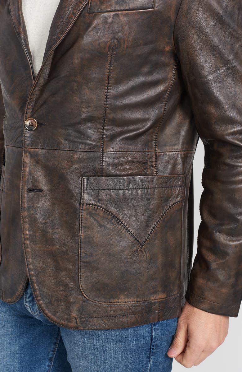 FLYNT Distressed Leather Blazer, Alternate, color, Antique Brown