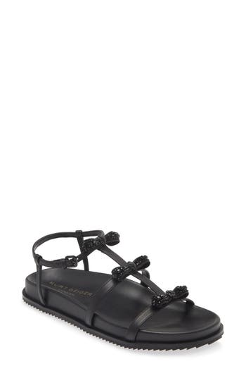 Kurt Geiger 2942300109 Womens Bow Leather Jelly Sandals In Black