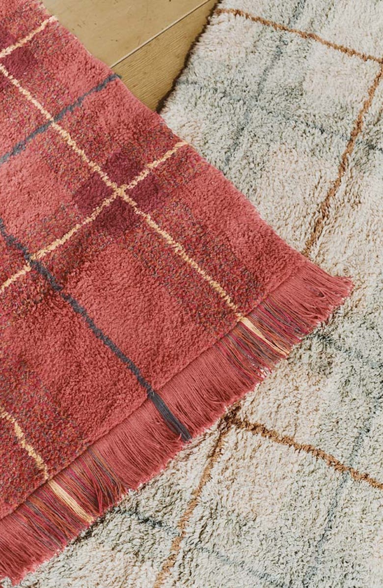 Lorena Canals Tartan Washable Cotton Blend Area Rug, Alternate, color, Red