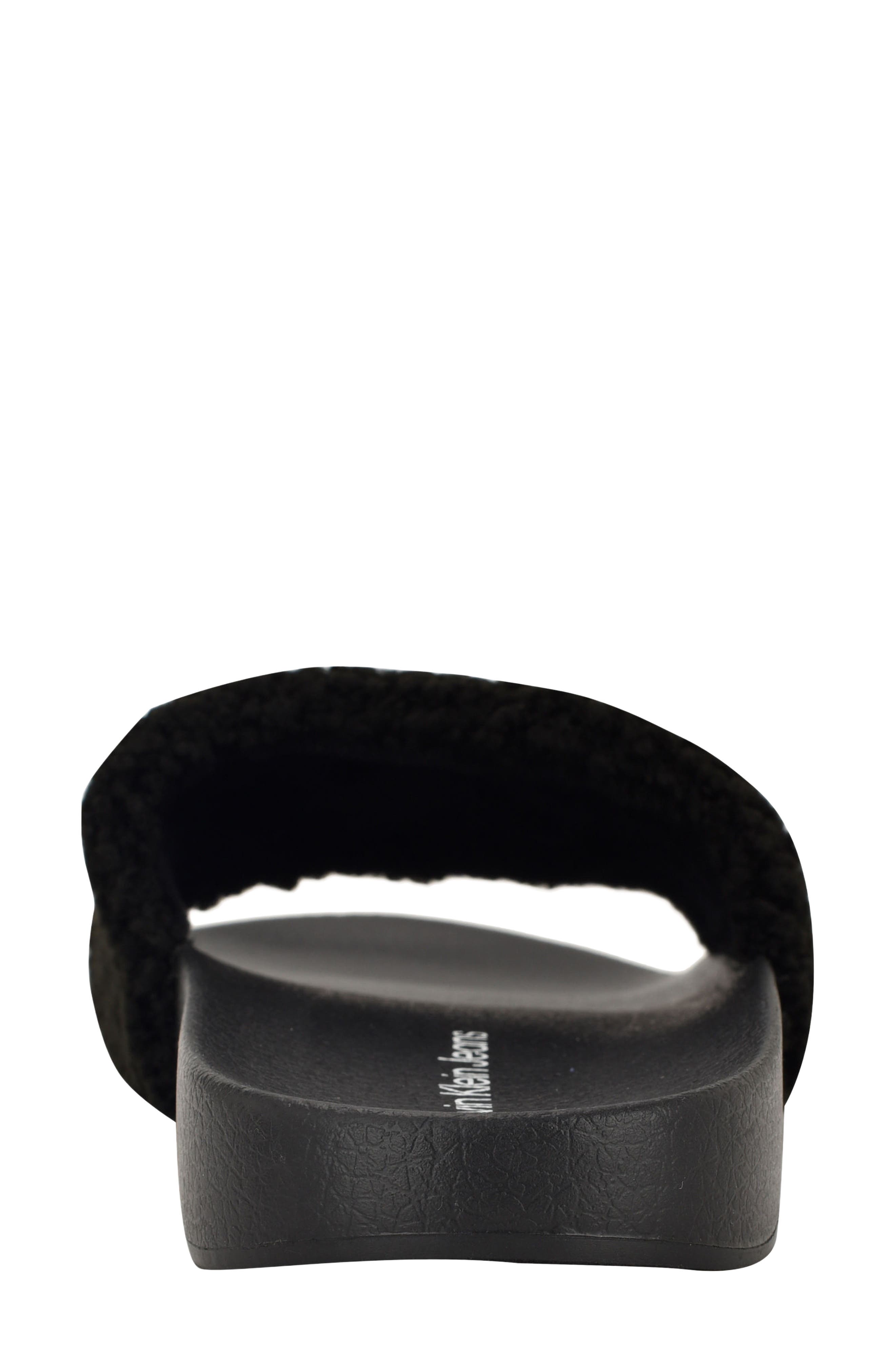 Ahva Faux Fur Slide Sandal, Alternate, color, BLACK