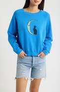Daydreamer Moon Cat Shrunken Graphic Sweatshirt