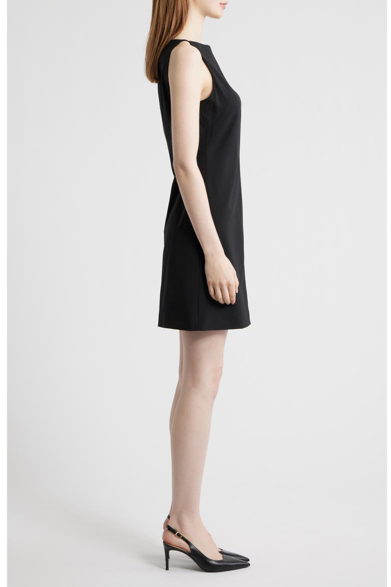 Stretch Wool Boat Neck Minidress, Alternate, color, BLACK