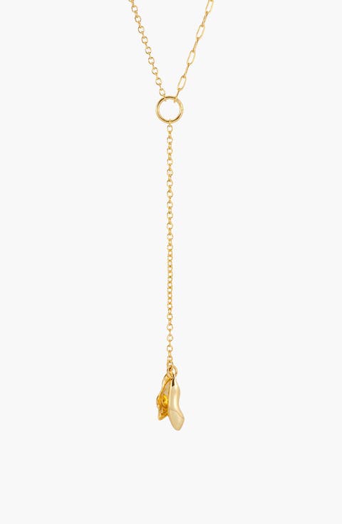 Lasa Lariat Mix Chain Necklace in Gold