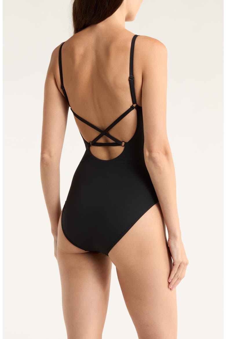 Essenitals Edit Cross Back One-Piece Swimsuit, Alternate, color, BLACK