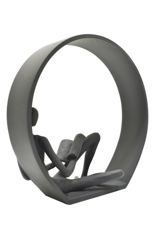 Kinetic Encircled Reader Sculpture In Black