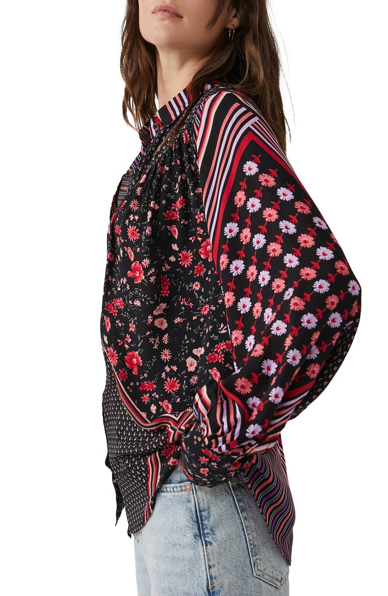 Free People Hazel Floral Stripe Button-Up Blouse, Alternate, color,