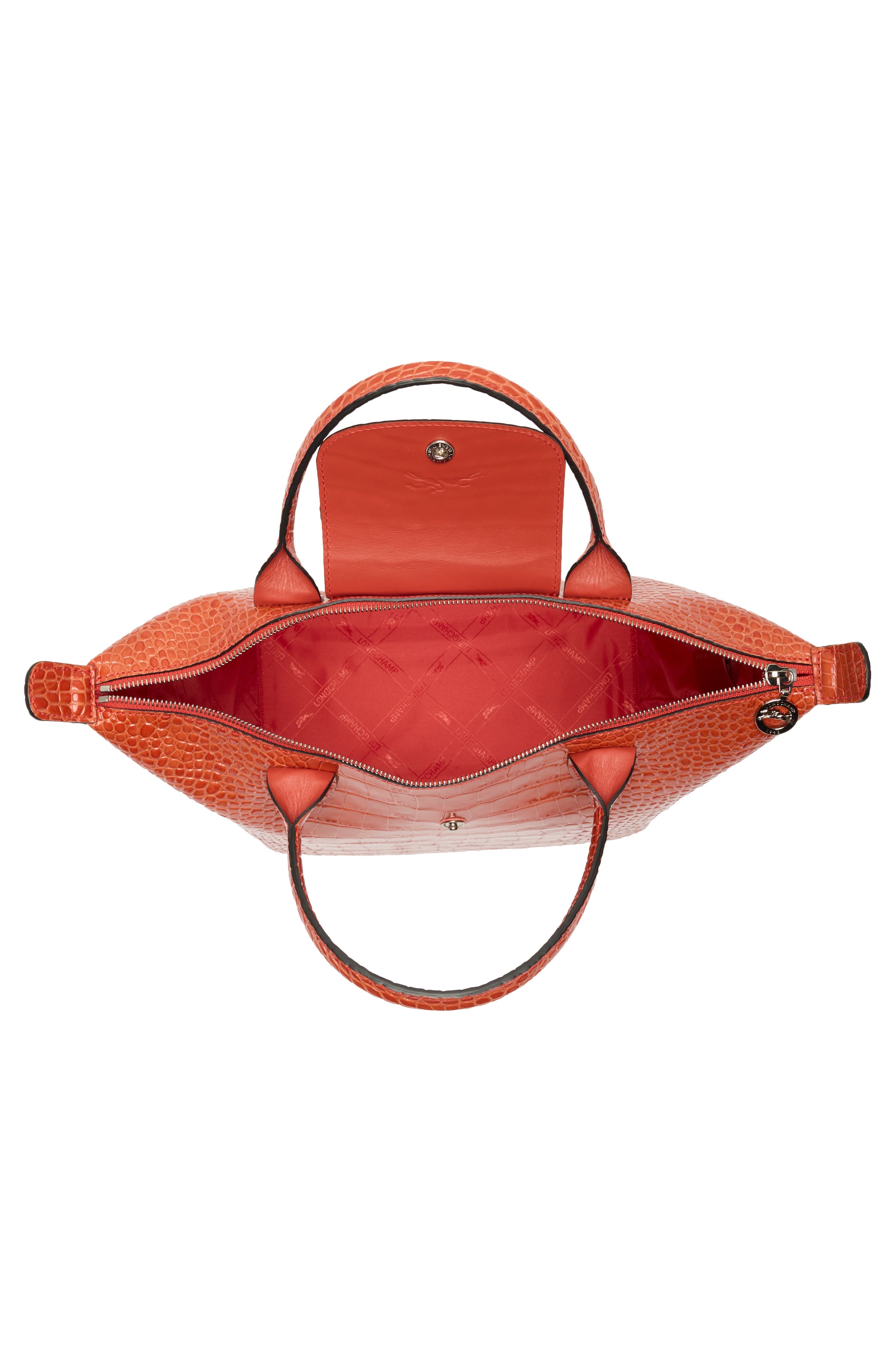 Longchamp Small Le Pliage Croc Embossed Tote, Alternate, color, 