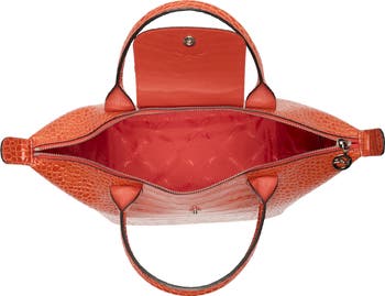 Small Le Pliage Croc Embossed Tote