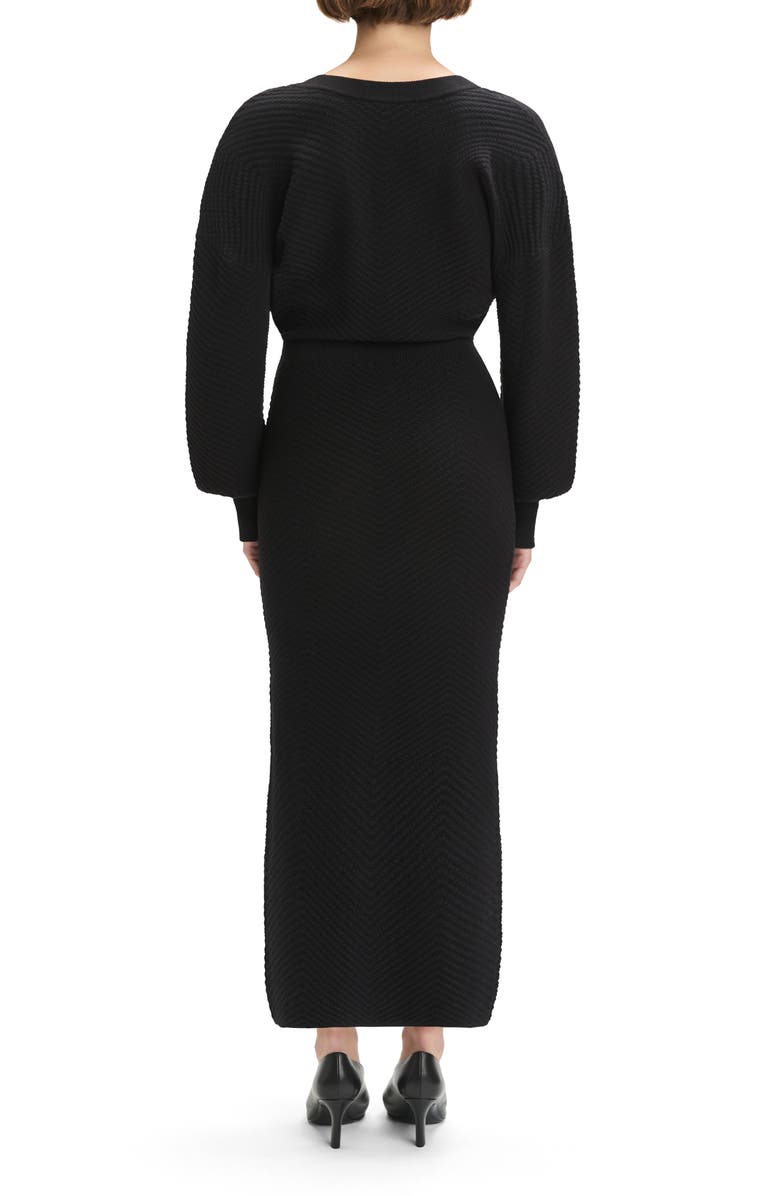 Favorite Daughter The Ava Texture Long Sleeve Maxi Dress, Alternate, color, Black