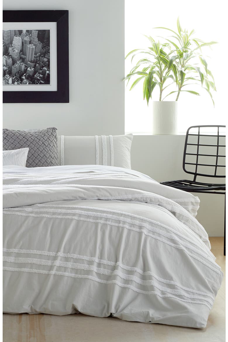 Chenille Stripe Comforter & Shams Set, Alternate, color, SILVER