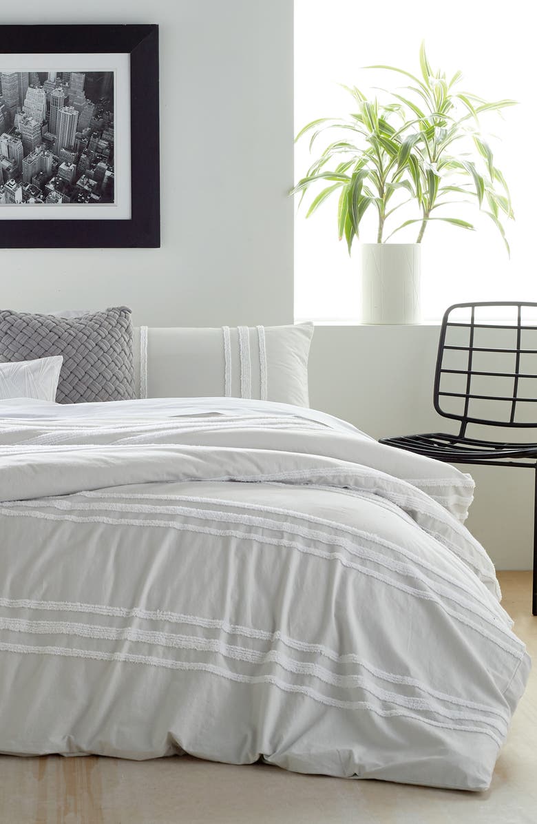 DKNY Chenille Stripe Comforter & Shams Set, Alternate, color, Silver