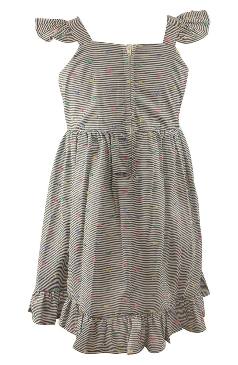 Popatu Kids' Stripe Clip Dot Cotton Party Dress, Alternate, color, Black/ White