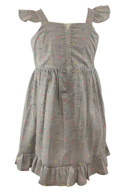 Popatu Kids' Stripe Clip Dot Cotton Party Dress In Green