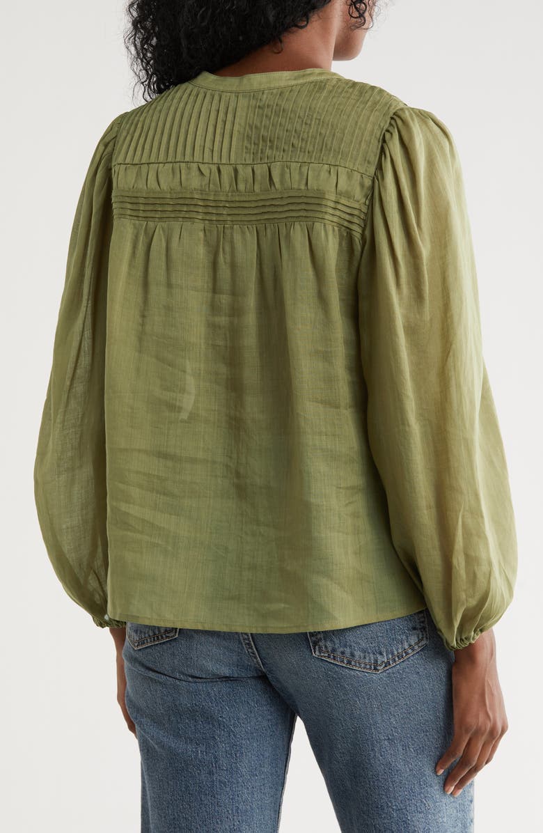 Tommy Bahama Palm Breeze Pintuck Button-Up Shirt, Alternate, color, Tea Leaf