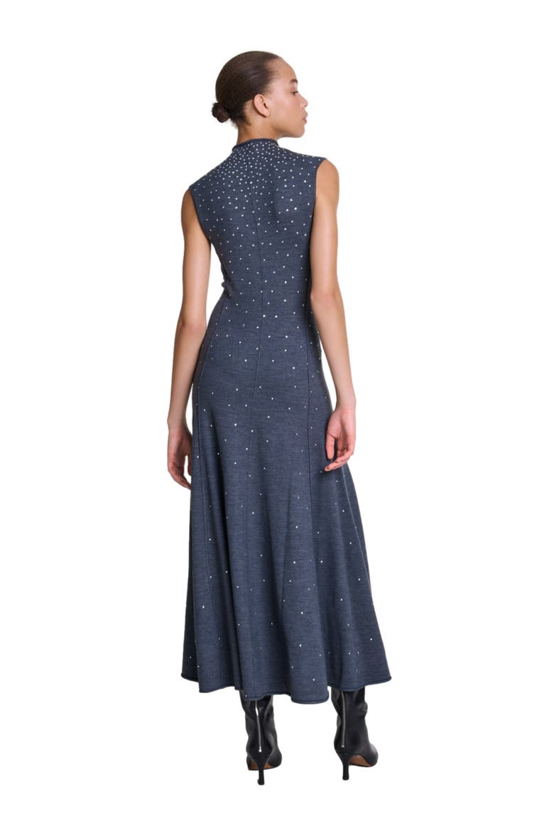 Knit maxi dress with rhinestones, Alternate, color, Grey