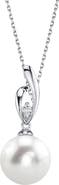 The Pearl Source 14K Gold Freshwater Pearl & Diamond Lois Pendant