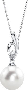 The Pearl Source 14K Gold Freshwater Pearl & Diamond Lois Pendant