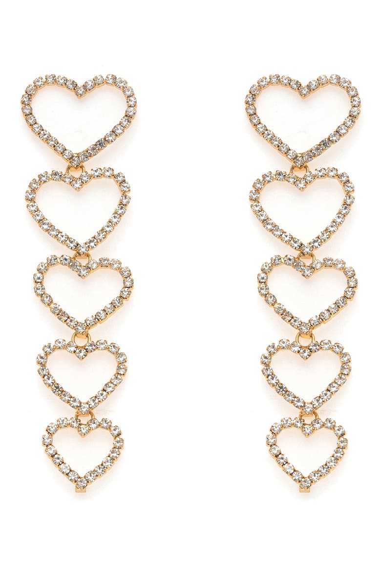 Heart Linear Drop Earrings, Main, color, GOLD