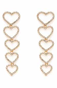 Ettika Heart Linear Drop Earrings