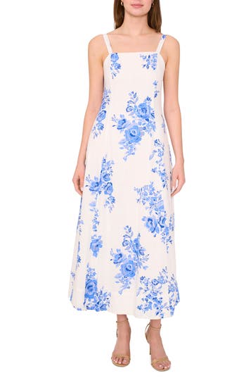Halogen ® Sleeveless Floral Print Midi Dress In Blue