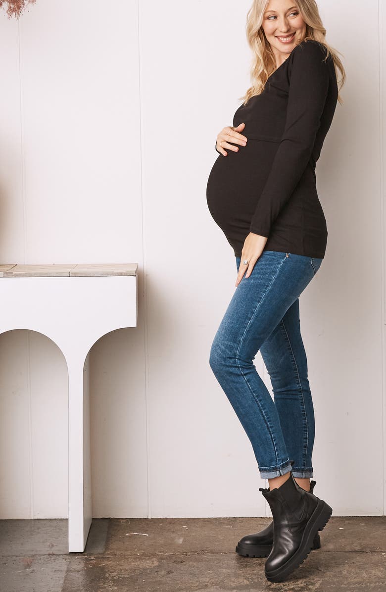 Angel Maternity Long Sleeve Maternity/Nursing Top, Alternate, color, 