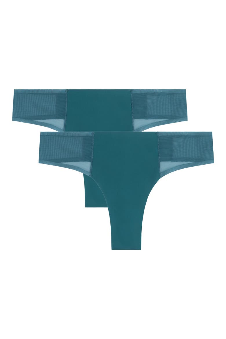 2-Pack Soft Seamless Thong with Mesh, Main, color, BLUE CORAL