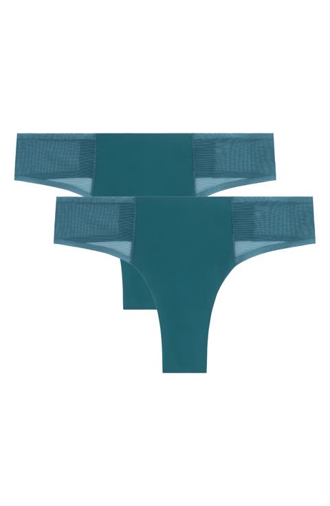 2-Pack Soft Seamless Thong with Mesh