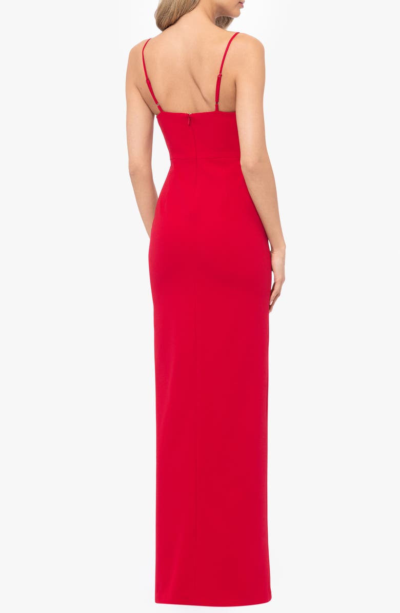 Blondie Nites Flower Embellished Crepe Dress, Alternate, color, Red