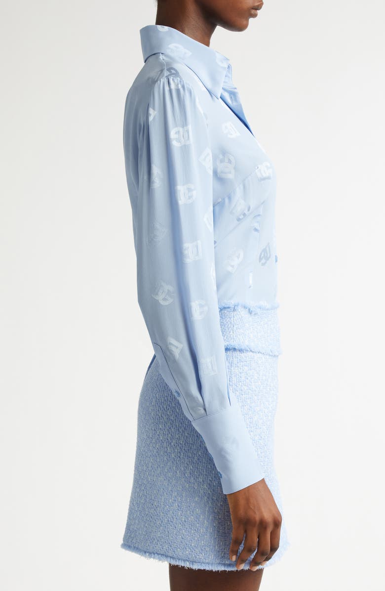 Dolce&Gabbana Logo Jacquard Silk Button-Up Shirt, Alternate, color, F3981 Glicine Viola Chiari