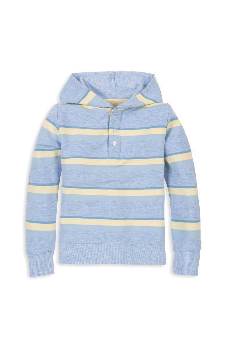 Hope & Henry Kids' Organic French Terry Henley Hoodie, Main, color, Sunlit Multi Stripe