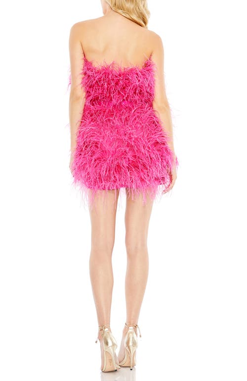 Mac Duggal Strapless Faux Feather Minidress In Pink