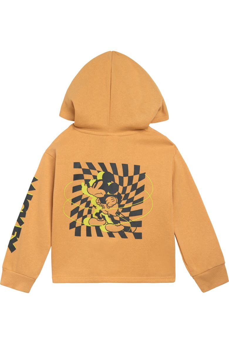 Mickey Mouse Fleece Quarter-Zip Hooded Sweatshirt, Alternate, color, Camel Mickey Mouse