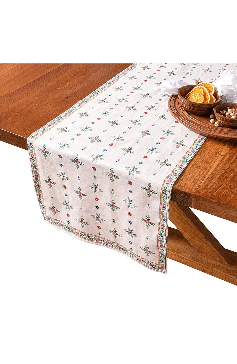 Juliska Heidi Linen Table Runner, Alternate, color, White Multi
