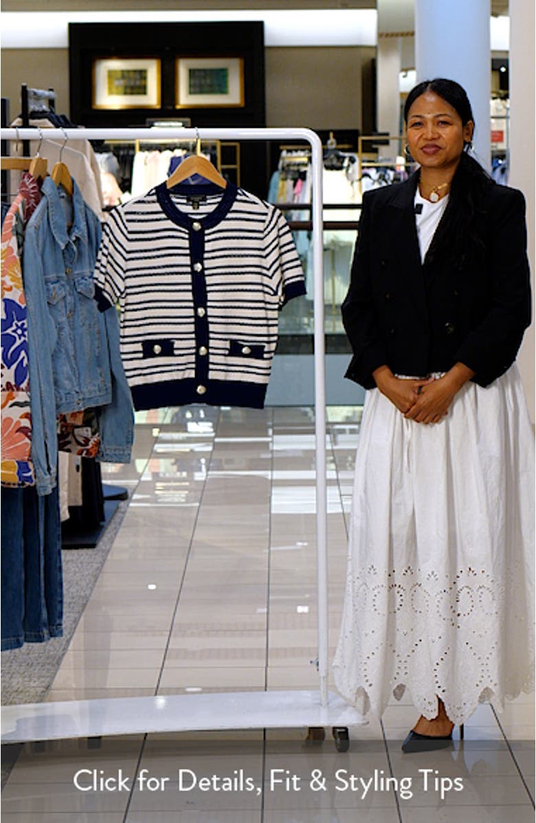 Stripe Short Sleeve Cardigan, sales video thumbnail