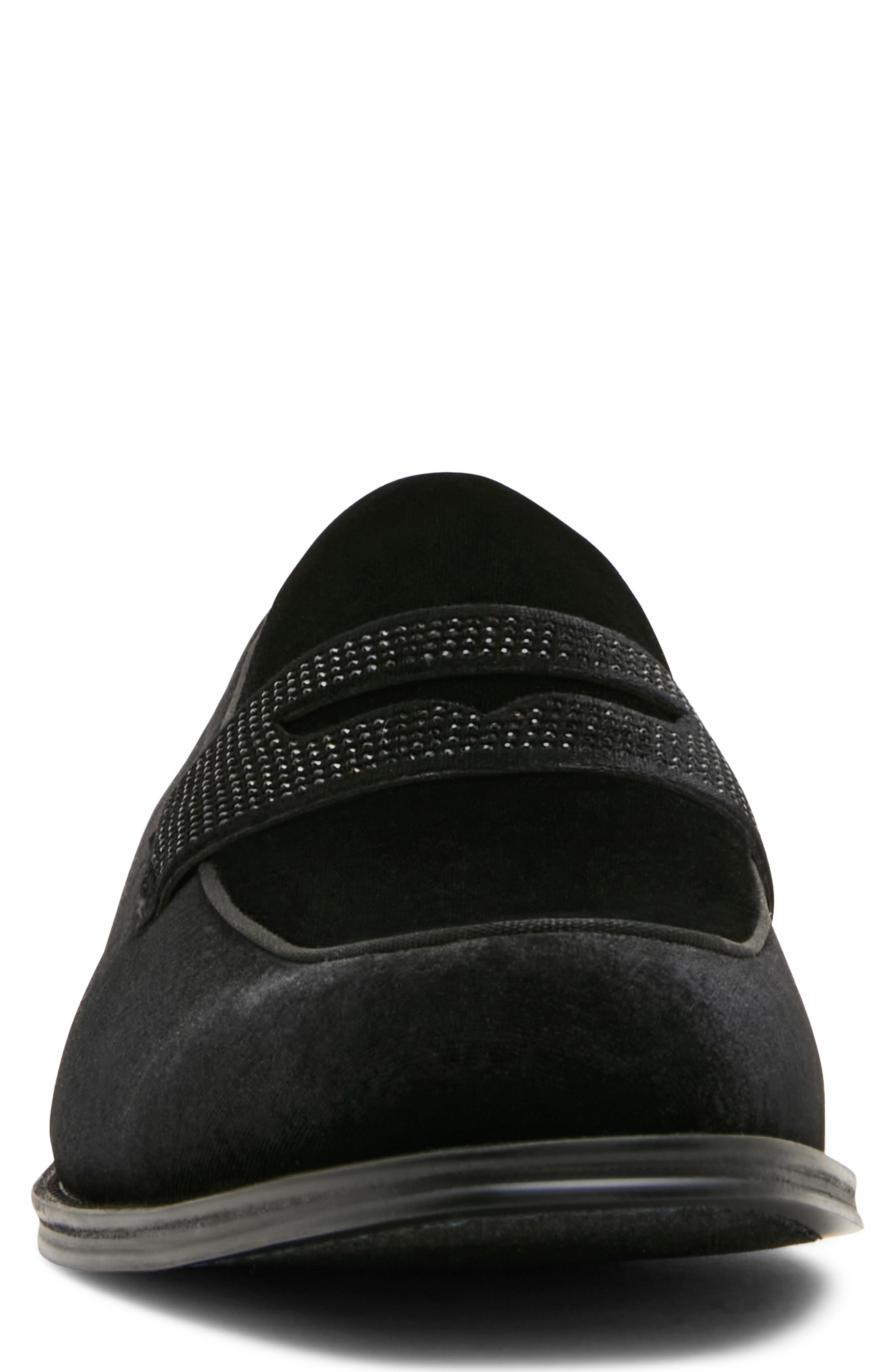 Marlye Embellished Penny Loafer, Alternate, color, BALCK VELVET