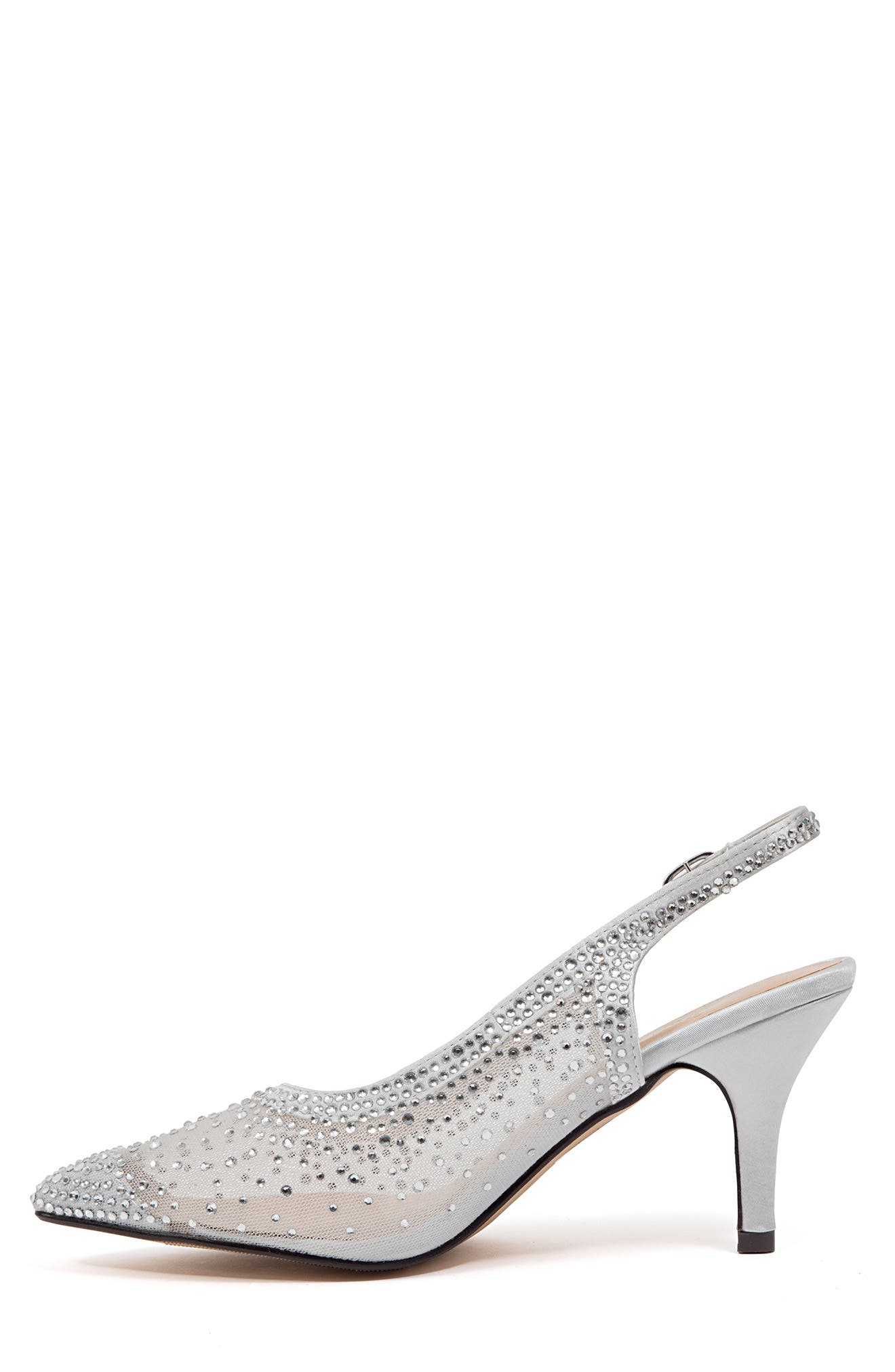 Lola Embellished Pointed Toe Slingback Pump, Alternate, color, SILVER