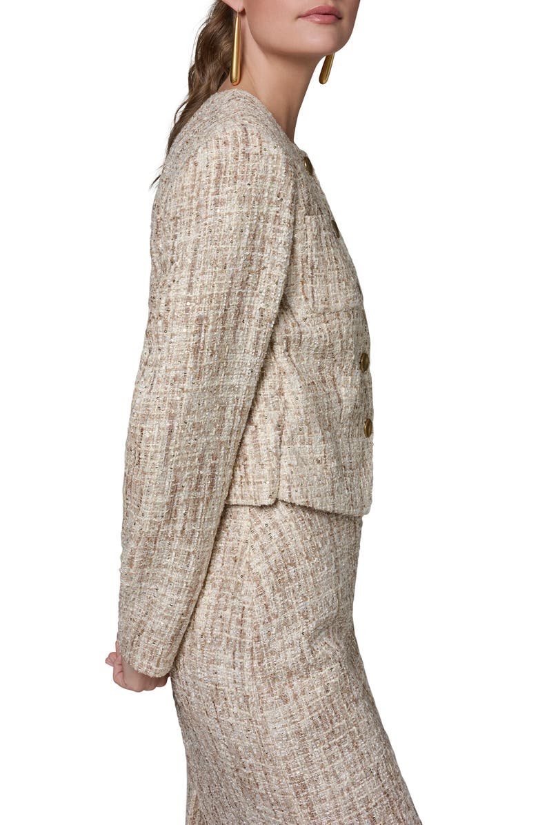 Donna Karan New York Sequin Tweed Blazer, Alternate, color, Dark Beige/ Cream Multi